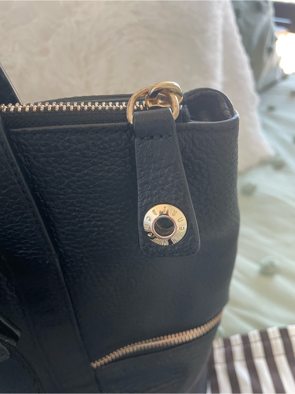 henri bendel Black Leather Convertible Backpack Tote with Gold Hardware - Picture 4 of 8
